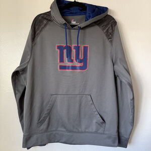 Majestic Therma Base New York Giants Hooded Sweatshirt Grey Size Large